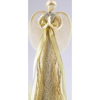 Vánoční dekorace Andílek sinamay stříbrný 20 cm