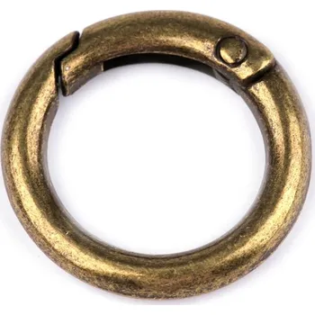 Kabelka Karabina kulatá na kabelky / kroužek na klíče Ø16 mm, barva 5 staromosaz