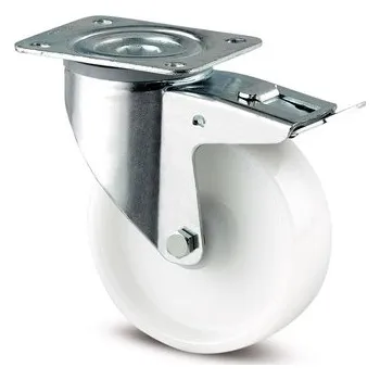 Pojezdové kolečko Alpha TENTE Kolečko pro lehká transportní zařízení 125mm, s brzdou, plotýnka, 3377POR125P62 bílé