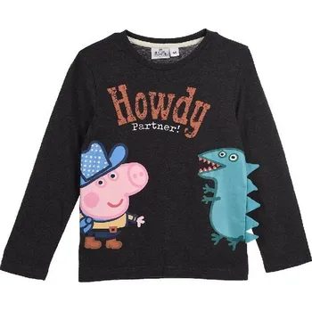 Chlapecké tričko Tmavě šedé tričko s dlouhým rukávem Peppa Pig Velikost: 104