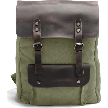 Glara Plátěný retro batoh s koženými detaily 729528