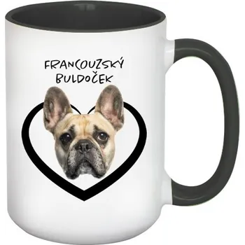 Hrnek velký barevný s potiskem Francouzský buldoček