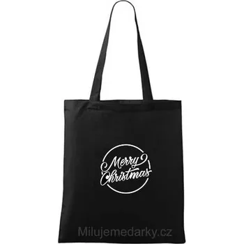 Černá nákupní taška s potiskem - MERRY CHRISTMAS z kolekce Milujemedarky.cz