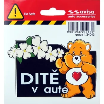 Samolepicí dekorace na vozidlo AVISA Samolepící dekory - Medvídek, ditě v autě