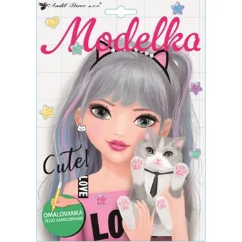 omalovánky omalovánka se samolepkami 25 x 18 cm modelka kočka