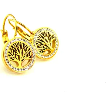 Náušnice Steel Jewelry Náušnice strom života gold s krystalky z chirurgické oceli NS150111 dárkové balení zdarma