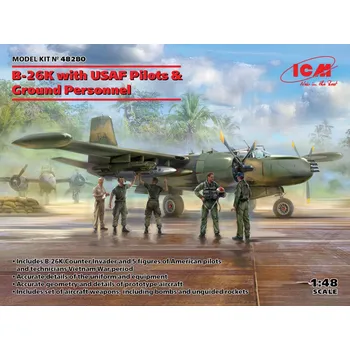 Plastikový model 1:48 Douglas B-26K w/ USAF Pilots & Ground Personnel