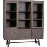 Tmavě hnědá dubová vitrína ROWICO BROOKLYN 150 x 130 cm