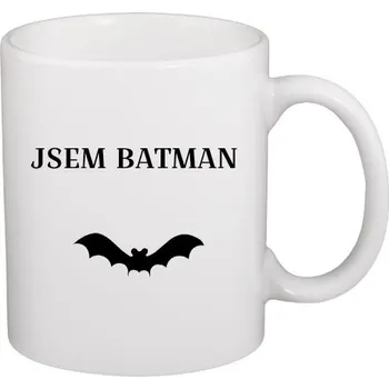 Hrnek malý bílý s potiskem Hrneček - jsem batman