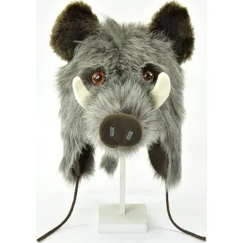 Čepice Zimní čepice KANEC – originální zvířecí čepice pro chladné dny Barva: Šedá, Velikost: XL (59-60)