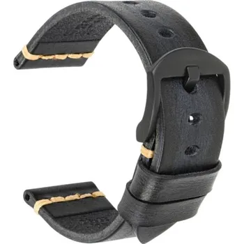 Ostatní příslušenství k chytrým hodinkám eses Kožený vintage řemínek - Černý, 22 mm