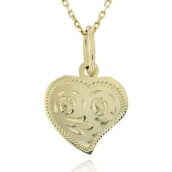 Přívěsek Zlatnictví U Kostela Zlatý přívěsek srdce s ozdobnou rytinou 705ž 581602262
