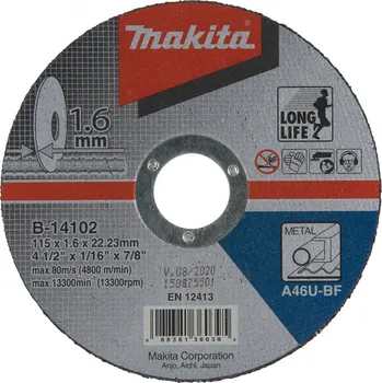 Řezný kotouč MAKITA B-14102 řezný kotouč 115x1,6x22mm ocel free_store_pickup