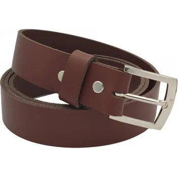 Opasek opaskujse Dětský kožený opasek, hnědá kůže, spona hranatá leštěná, pochromovaná Délka opasku: 75 cm