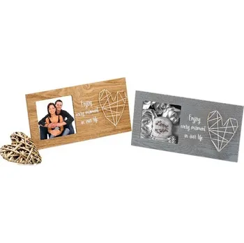 Rám na obraz Svatební dřevěný fotorámeček s aplikací FRIENDSHIP 10x10 šedý kph