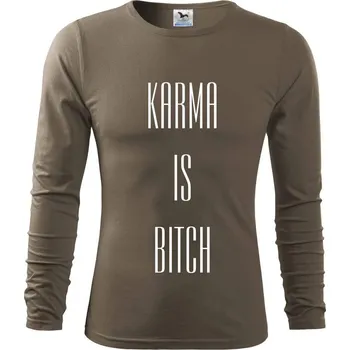 Pánské oblečení Karma nápis velký - Triko s dlouhým rukávem FIT-T long sleeve - M ( Army )