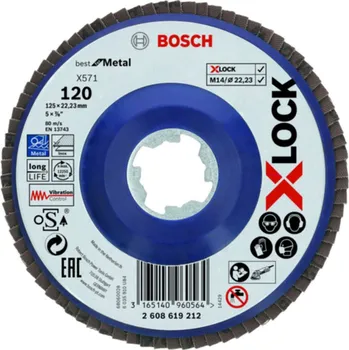 Brusný kotouč BOSCH X-LOCK Best for Metal Lamelový brusný kotouč X571, 125x22,23mm, G120 2608619212 free_store_pickup