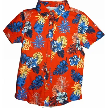 Chlapecká košile Chlapecká červená košile s květinami 68