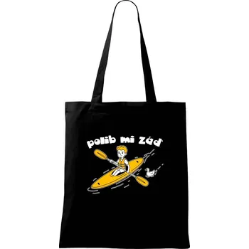Nákupní taška Polib mi záď - Taška bavlněná - 42 x 38 cm ( Černá )