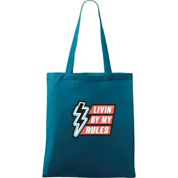 Nákupní taška Livin by my rules - Taška bavlněná - 42 x 38 cm ( Petrolejová )