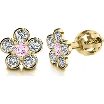 Náušnice Couple, Dívčí náušnice Briony, žluté zlato se zirkony, 6830045-0-0-8