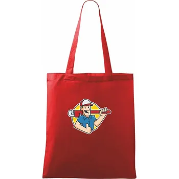 Nákupní taška Instalatér kreslený - Taška bavlněná - 42 x 38 cm ( Červená )