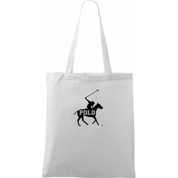Nákupní taška Polo kůň nápis - Taška bavlněná - 42 x 38 cm ( Bílá )