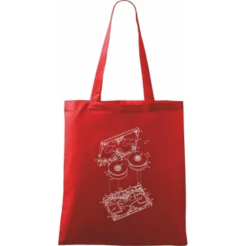 Nákupní taška Nákres VHS kazeta - Taška bavlněná - 42 x 38 cm ( Červená )