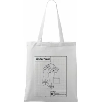 Nákres video game console s joystickem - Taška bavlněná - 42 x 38 cm ( Bílá )