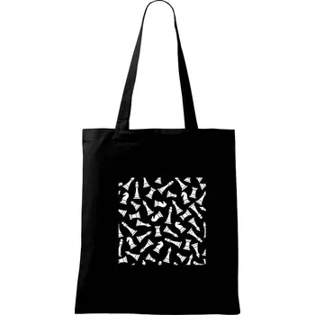 Nákupní taška Šachové figurky ve čtverci - Taška bavlněná - 42 x 38 cm ( Černá )