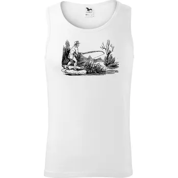 Kreslený rybář nahazující - Tílko pánské Core - XL ( Bílá )