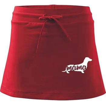 Dámská sukně Jezevčík krátkosrstý máma obrys - Sportovní sukně - two in one - M ( Červená )