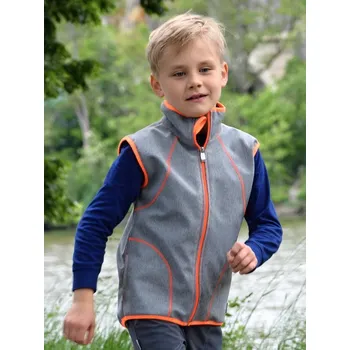 Chlapecká vesta Fantom ZATEPLENÁ softshellová vesta - ŠEDÝ MELÍR+ORANŽOVÁ KONFEKČNÍ VELIKOST: 92