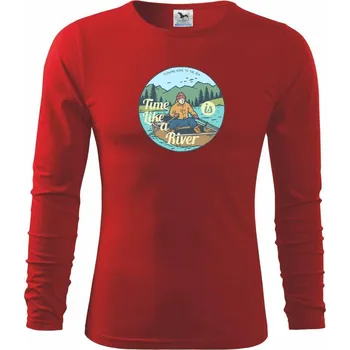 Chlapecké tričko River Boat - Triko dětské Long Sleeve - 122 cm/6 let ( Červená )