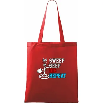 Nákupní taška Sweep Beep Dig Repeat - Taška bavlněná - 42 x 38 cm ( Červená )