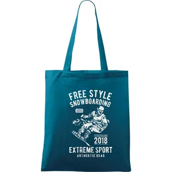 Nákupní taška Free Style Snowboarding - Taška bavlněná - 42 x 38 cm ( Petrolejová )