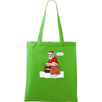 Nákupní taška Santa na komíně (Hana-creative) - Taška bavlněná - 42 x 38 cm ( Apple Green )