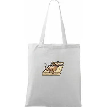 Myš posilovna - Taška bavlněná - 42 x 38 cm ( Bílá )