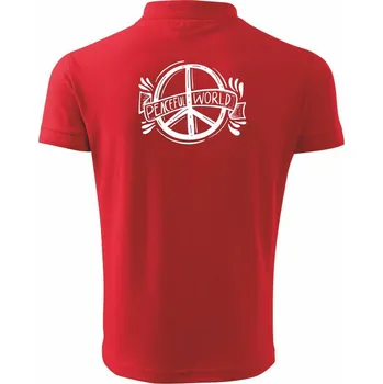 Pánská košile Peaceful world logo - Polokošile pánská Pique Polo 203 - 4XL ( Červená )