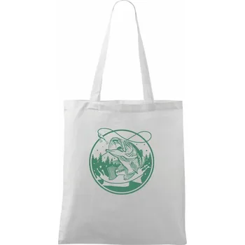 Nákupní taška Ryba na háčku - Taška bavlněná - 42 x 38 cm ( Bílá )
