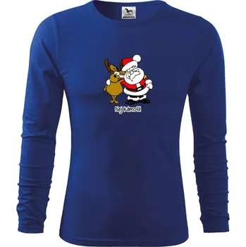 Chlapecké tričko Nej kámoši - Santa a sob - Triko dětské Long Sleeve - 122 cm/6 let ( Královská modrá )