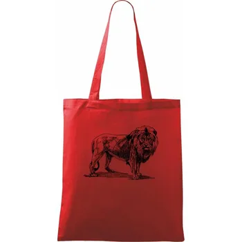 Nákupní taška Lev kreslený - Taška bavlněná - 42 x 38 cm ( Červená )