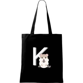 Křeček - písmeno - Taška bavlněná - 42 x 38 cm ( Černá )