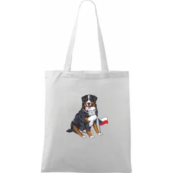 Pes záchranář bernský salašnický - Taška bavlněná - 42 x 38 cm ( Bílá )