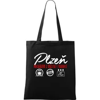 Nákupní taška Plzeň město s tradicí - Taška bavlněná - 42 x 38 cm ( Černá )