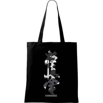 Nákupní taška Kyokushin maskáčový nápis - Taška bavlněná - 42 x 38 cm ( Černá )
