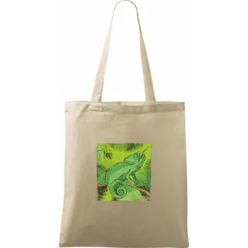 Chameleon na větvi - Taška bavlněná - 42 x 38 cm ( Naturální )
