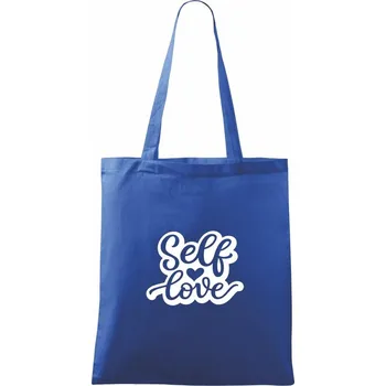 Nákupní taška Self love - Taška bavlněná - 42 x 38 cm ( Královská modrá )