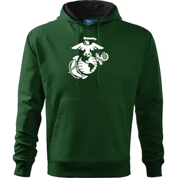 Pánská mikina United Marines logo - Mikina pánská Cape s kapucí - XL ( Lahvově zelená )