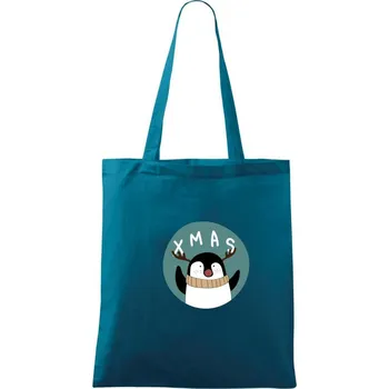 Xmas sob v kolečku - Taška bavlněná - 42 x 38 cm ( Petrolejová )